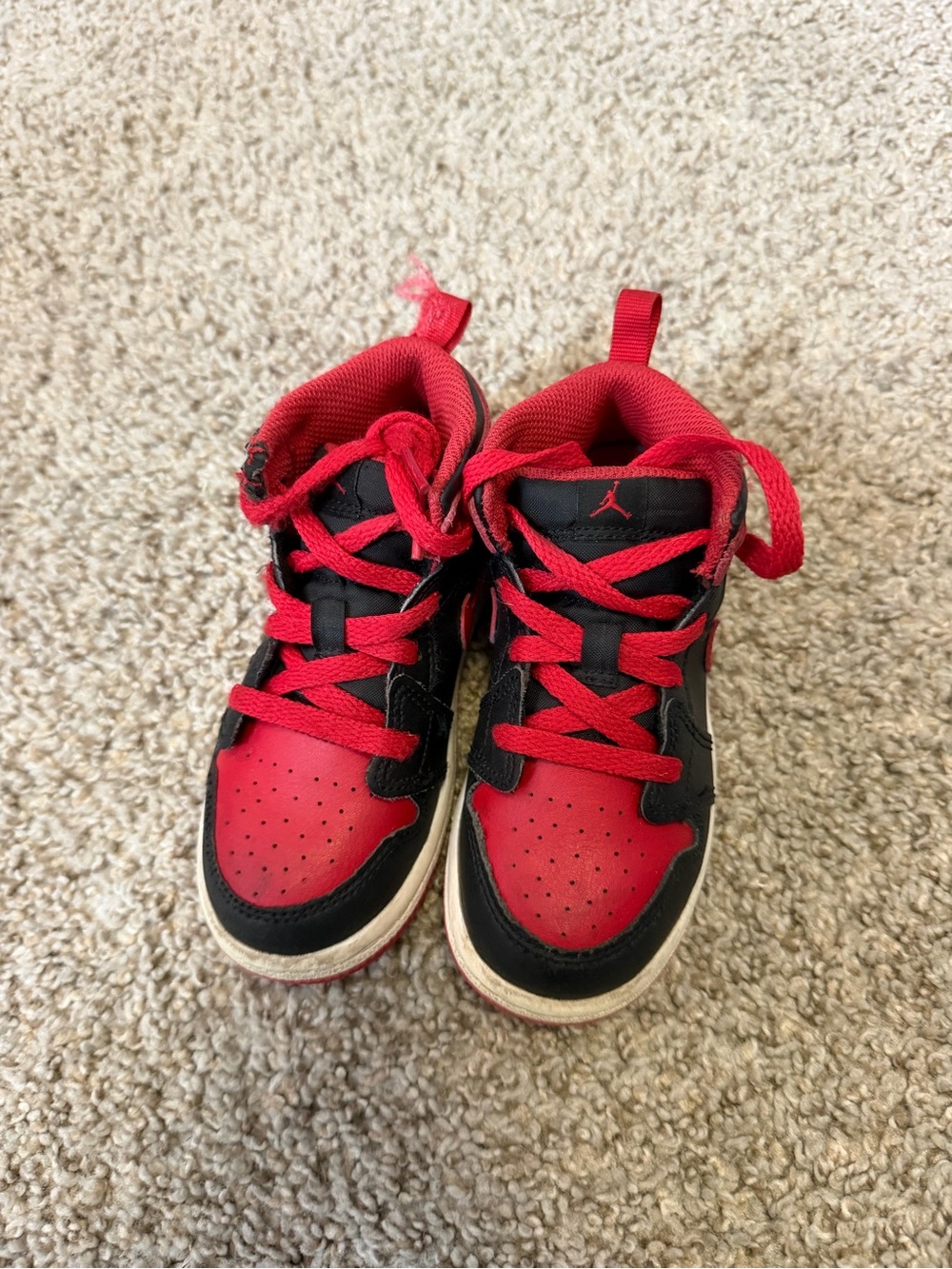 Jordan Kids Red and Black High-Top Sneakers